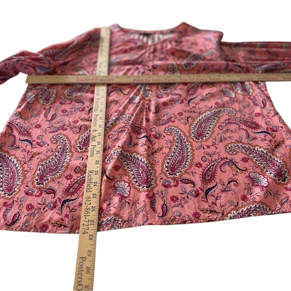 Talbots Band Collar Popover Top Plus 2Xp Pink Dancing Paisley Long Sleeve Blouse - Picture 11 of 16